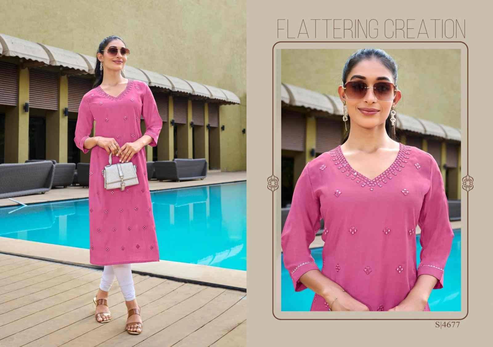 Harmony By SBS 4676 To 4679 Series Beautiful Fancy Colorful Stylish Party Wear & Occasional Wear Chanderi With Work Kurtis At Wholesale Price