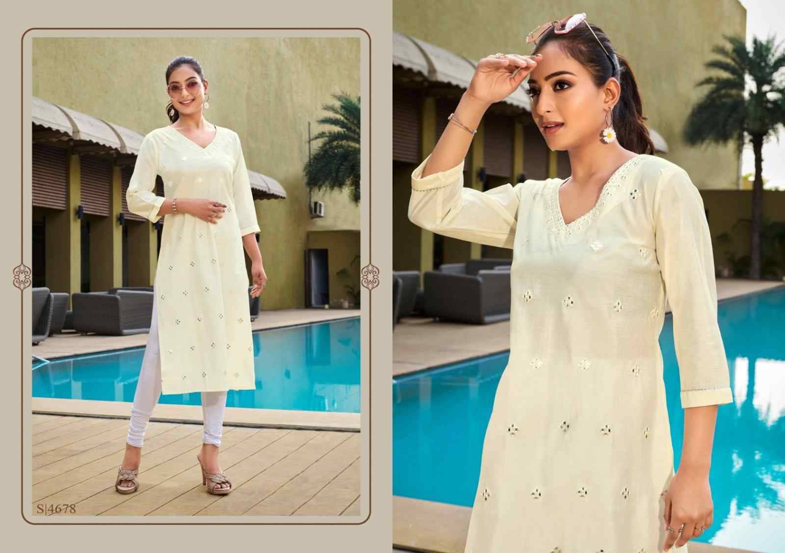 Harmony By SBS 4676 To 4679 Series Beautiful Fancy Colorful Stylish Party Wear & Occasional Wear Chanderi With Work Kurtis At Wholesale Price