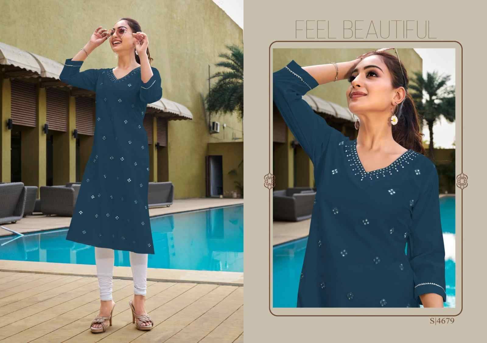 Harmony By SBS 4676 To 4679 Series Beautiful Fancy Colorful Stylish Party Wear & Occasional Wear Chanderi With Work Kurtis At Wholesale Price