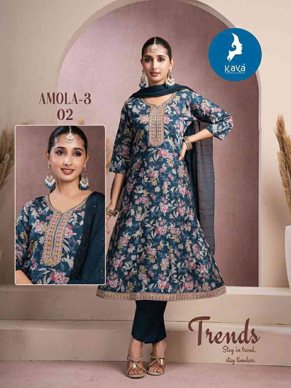 Amola Vol-3 By Kaya 01 To 06 Series Beautiful Stylish Festive Suits Fancy Colorful Casual Wear & Ethnic Wear & Ready To Wear Vartican Dresses At Wholesale Price