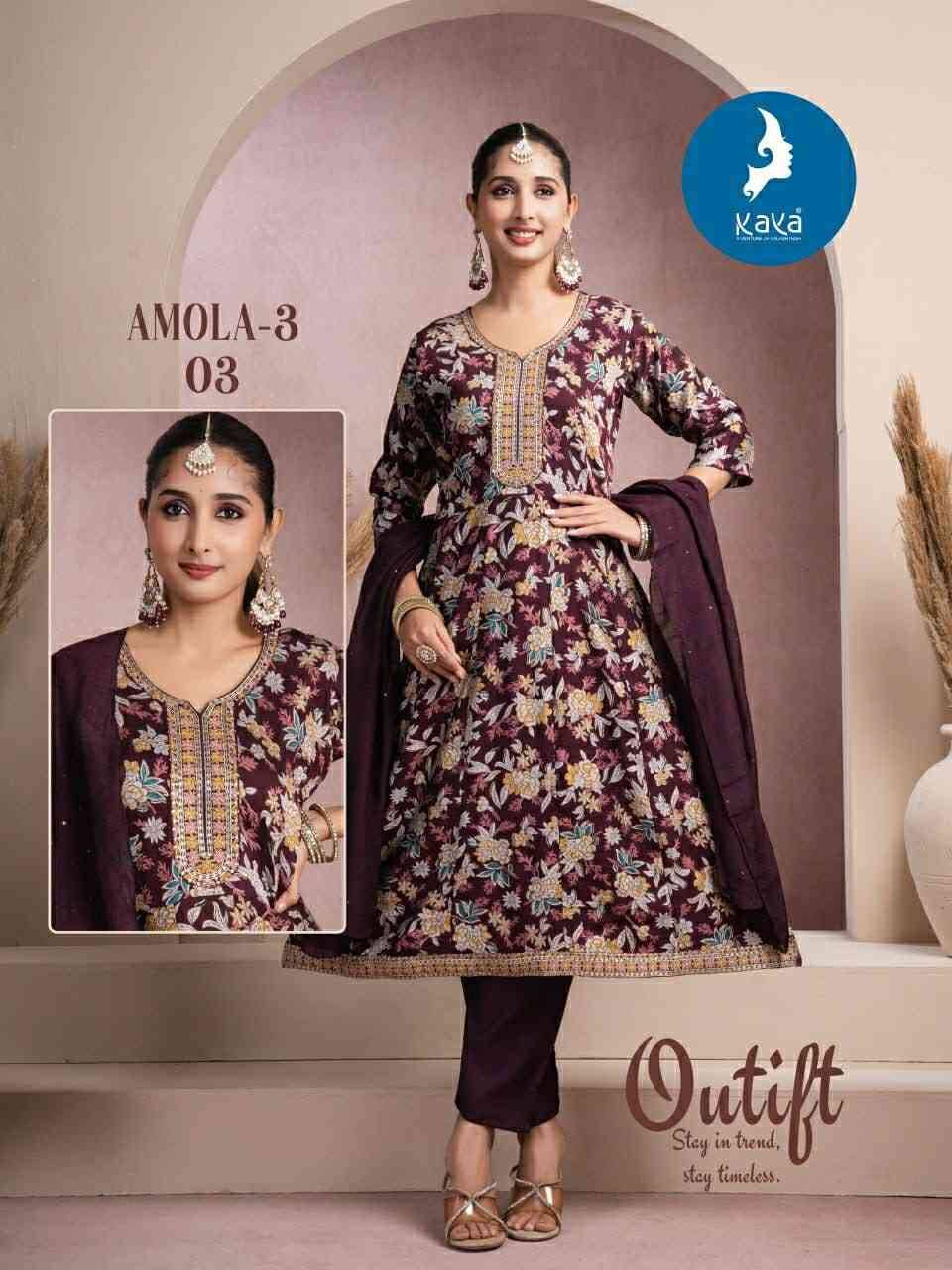 Amola Vol-3 By Kaya 01 To 06 Series Beautiful Stylish Festive Suits Fancy Colorful Casual Wear & Ethnic Wear & Ready To Wear Vartican Dresses At Wholesale Price