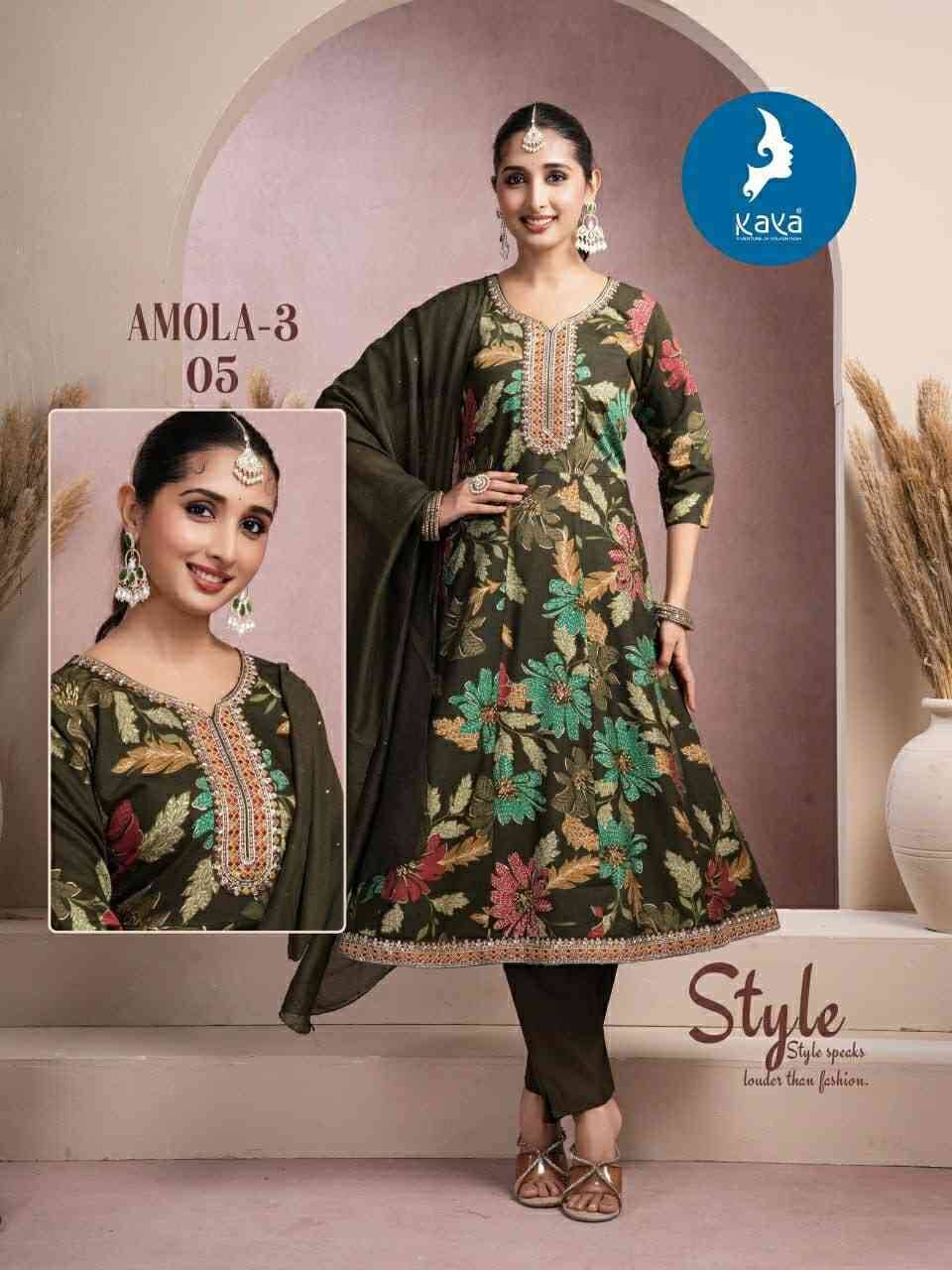Amola Vol-3 By Kaya 01 To 06 Series Beautiful Stylish Festive Suits Fancy Colorful Casual Wear & Ethnic Wear & Ready To Wear Vartican Dresses At Wholesale Price