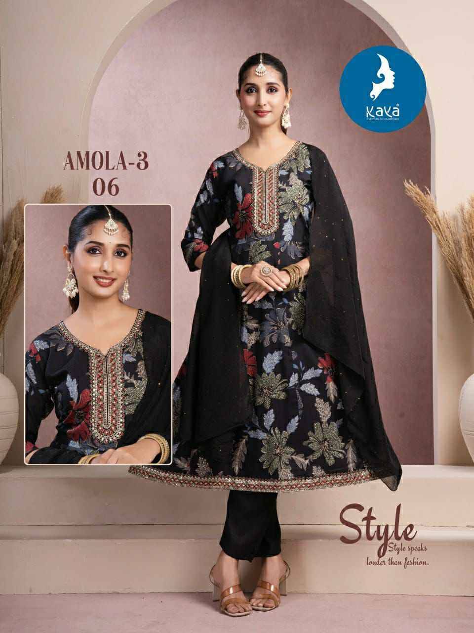 Amola Vol-3 By Kaya 01 To 06 Series Beautiful Stylish Festive Suits Fancy Colorful Casual Wear & Ethnic Wear & Ready To Wear Vartican Dresses At Wholesale Price
