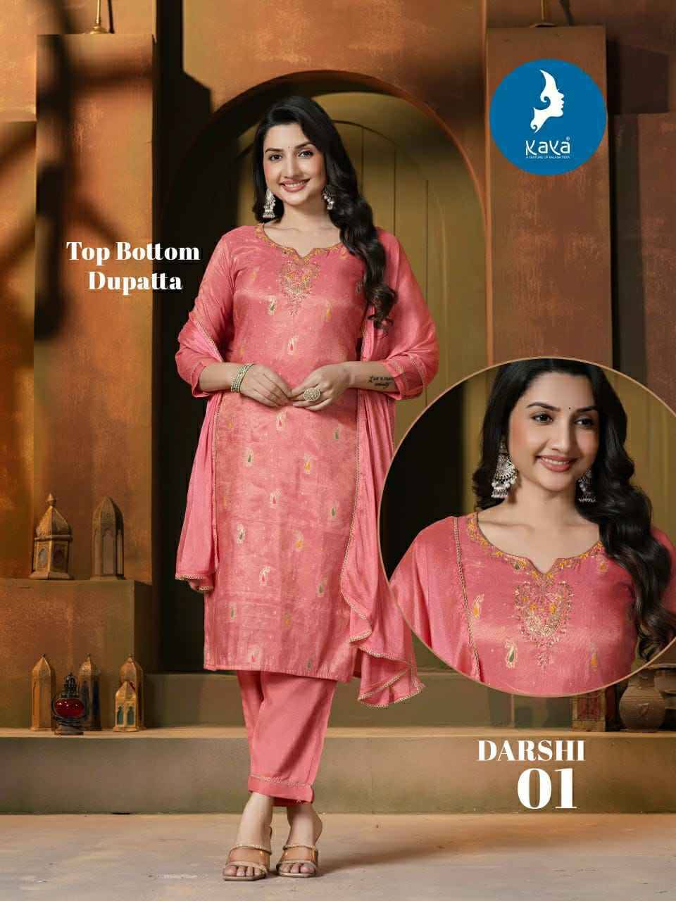 Darshi By Kaya 01 To 05 Series Beautiful Stylish Festive Suits Fancy Colorful Casual Wear & Ethnic Wear & Ready To Wear Shimmer Dresses At Wholesale Price