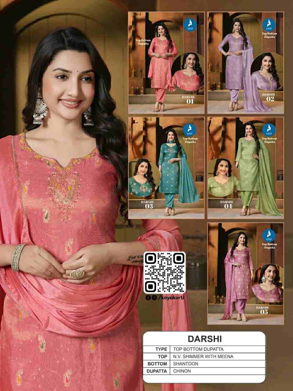 Darshi By Kaya 01 To 05 Series Beautiful Stylish Festive Suits Fancy Colorful Casual Wear & Ethnic Wear & Ready To Wear Shimmer Dresses At Wholesale Price