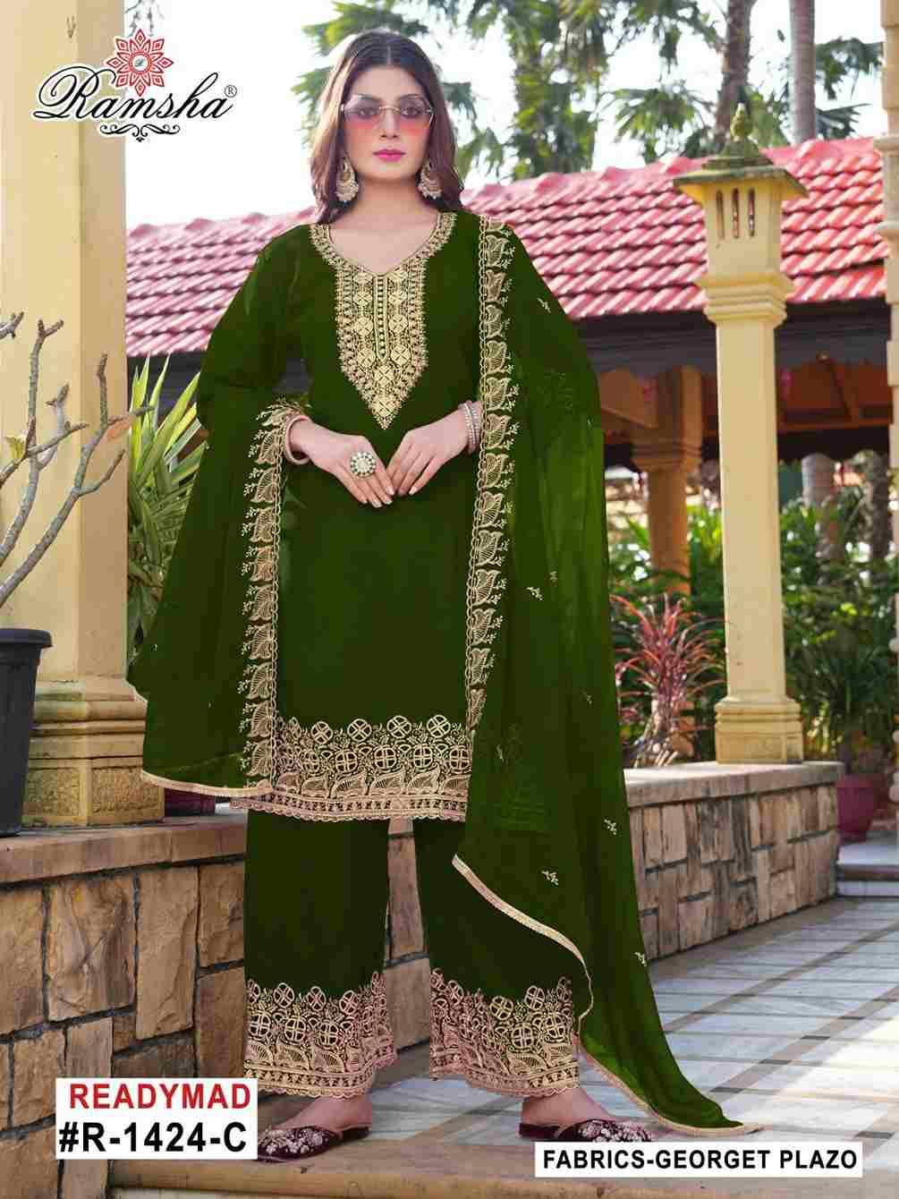 Ramsha 1424 Colours By Ramsha 1424-A To 1424-D Series Designer Pakistani Suits Beautiful Fancy Colorful Stylish Party Wear & Occasional Wear Georgette Embroidered Dresses At Wholesale Price