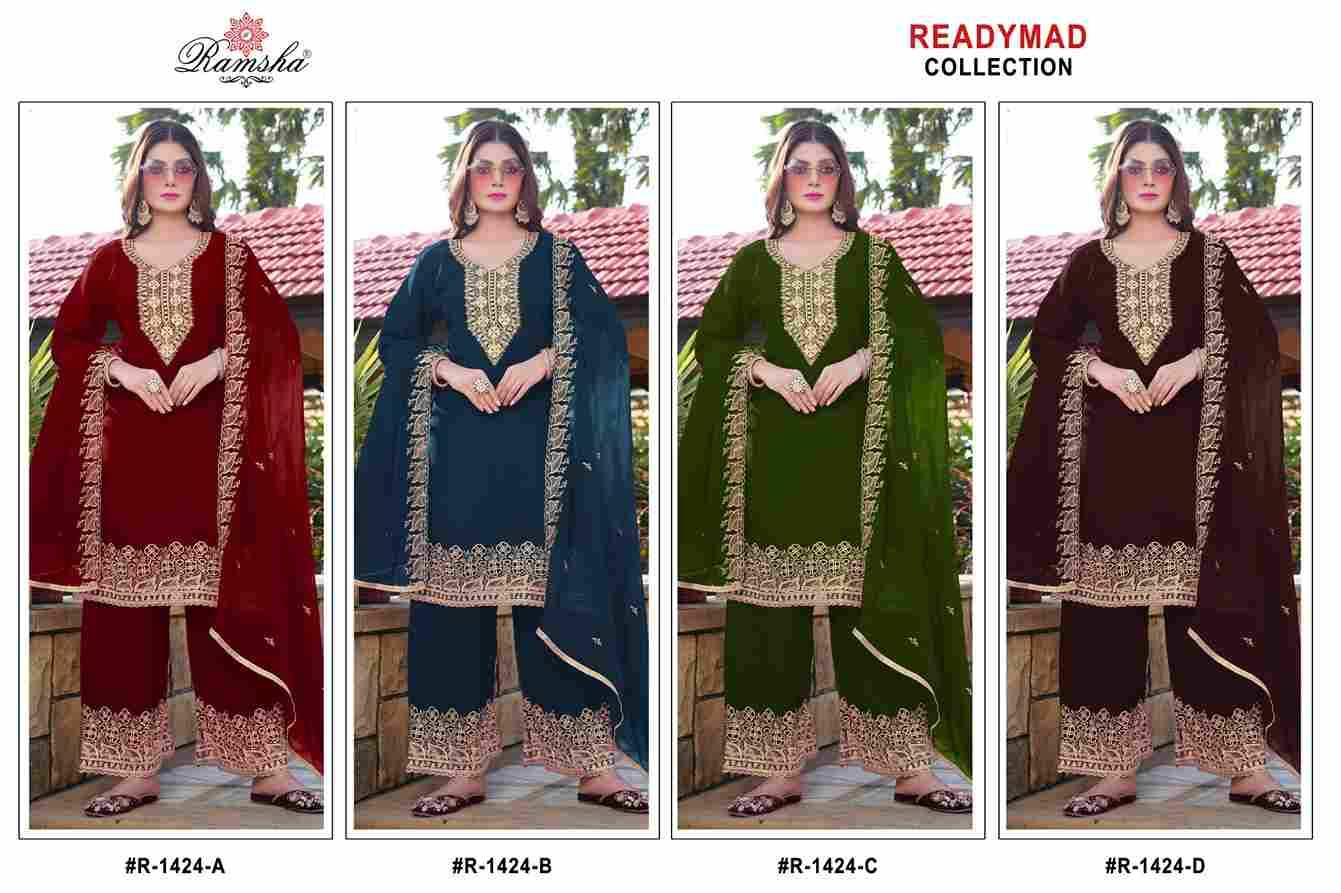 Ramsha 1424 Colours By Ramsha 1424-A To 1424-D Series Designer Pakistani Suits Beautiful Fancy Colorful Stylish Party Wear & Occasional Wear Georgette Embroidered Dresses At Wholesale Price