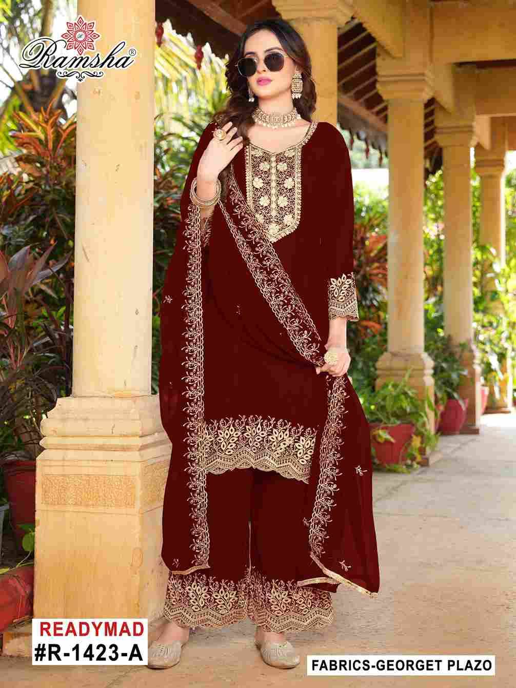 Ramsha 1423 Colours By Ramsha 1423-A To 1423-D Series Designer Pakistani Suits Beautiful Fancy Colorful Stylish Party Wear & Occasional Wear Georgette Embroidered Dresses At Wholesale Price