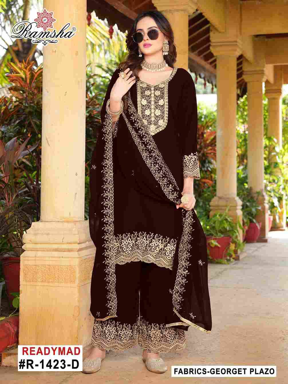Ramsha 1423 Colours By Ramsha 1423-A To 1423-D Series Designer Pakistani Suits Beautiful Fancy Colorful Stylish Party Wear & Occasional Wear Georgette Embroidered Dresses At Wholesale Price