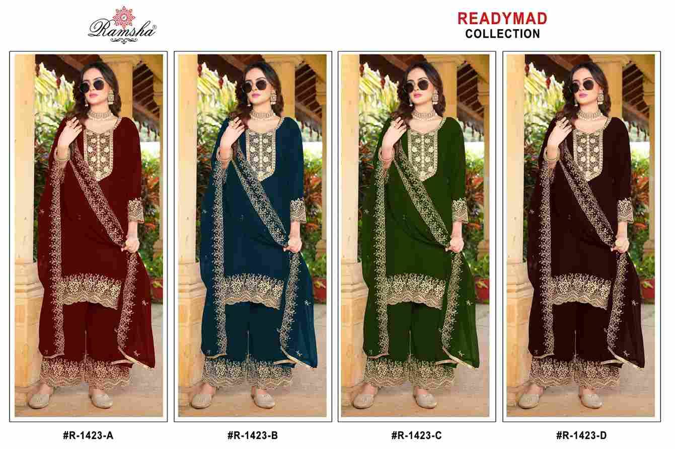 Ramsha 1423 Colours By Ramsha 1423-A To 1423-D Series Designer Pakistani Suits Beautiful Fancy Colorful Stylish Party Wear & Occasional Wear Georgette Embroidered Dresses At Wholesale Price