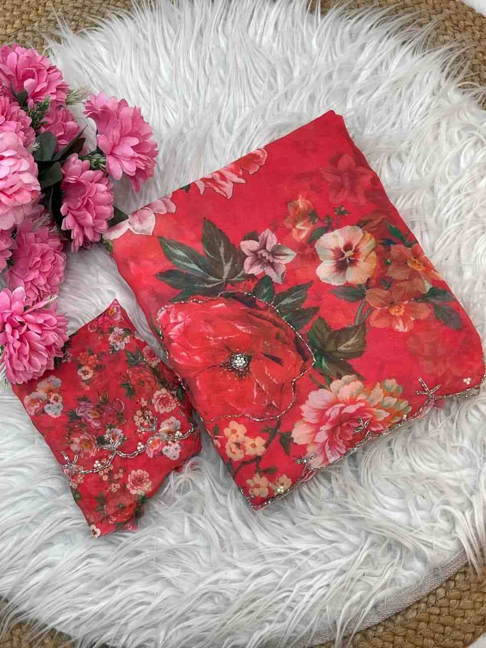 Vd-Manya By Fashid Wholesale Indian Traditional Wear Collection Beautiful Stylish Fancy Colorful Party Wear & Occasional Wear Pure Soft Georgette Sarees At Wholesale Price