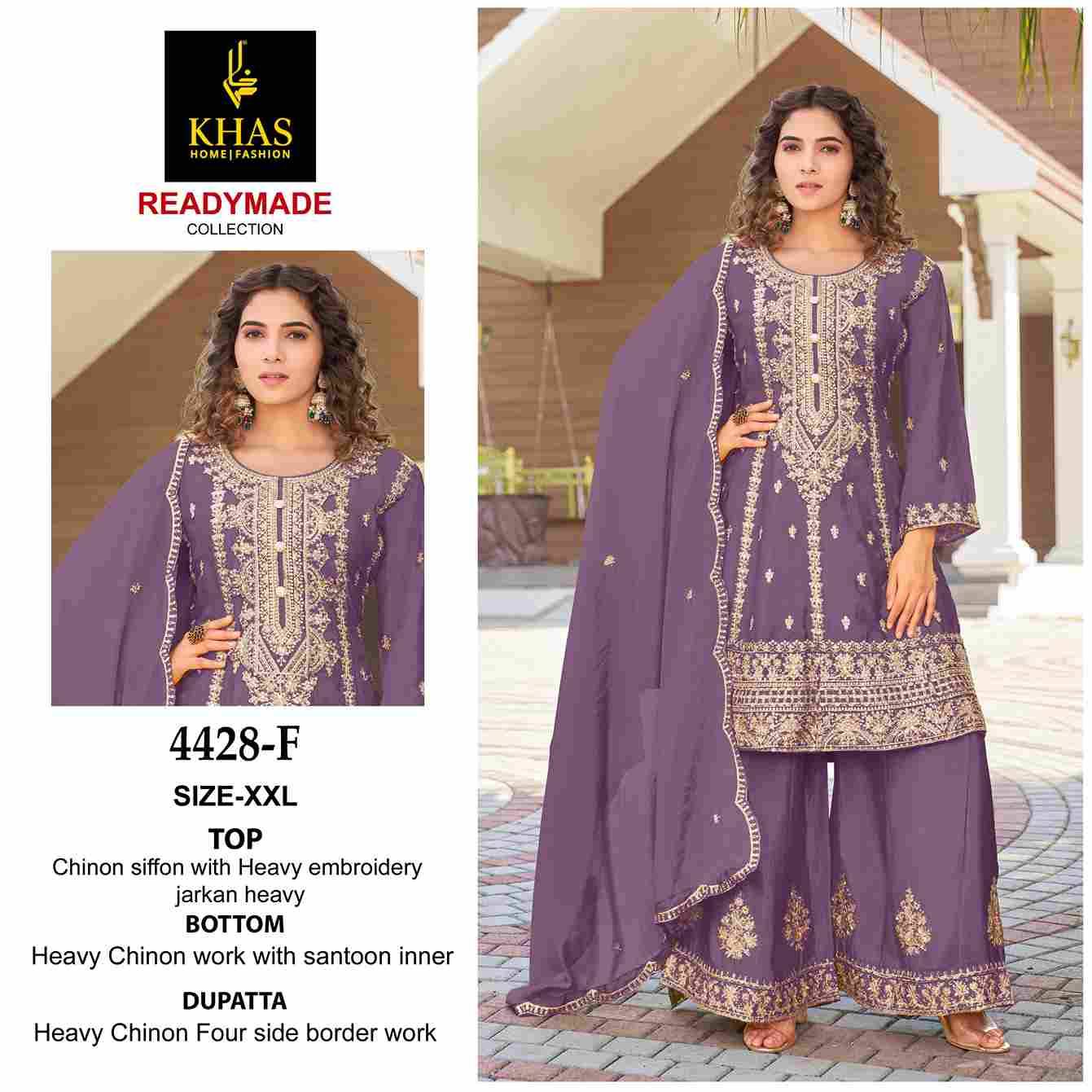 Khas 4428 Colours Vol-2 By Khas 4428-E To 4428-G Series Beautiful Pakistani Suits Colorful Stylish Fancy Casual Wear & Ethnic Wear Chinnon Chiffon Embroidered Dresses At Wholesale Price