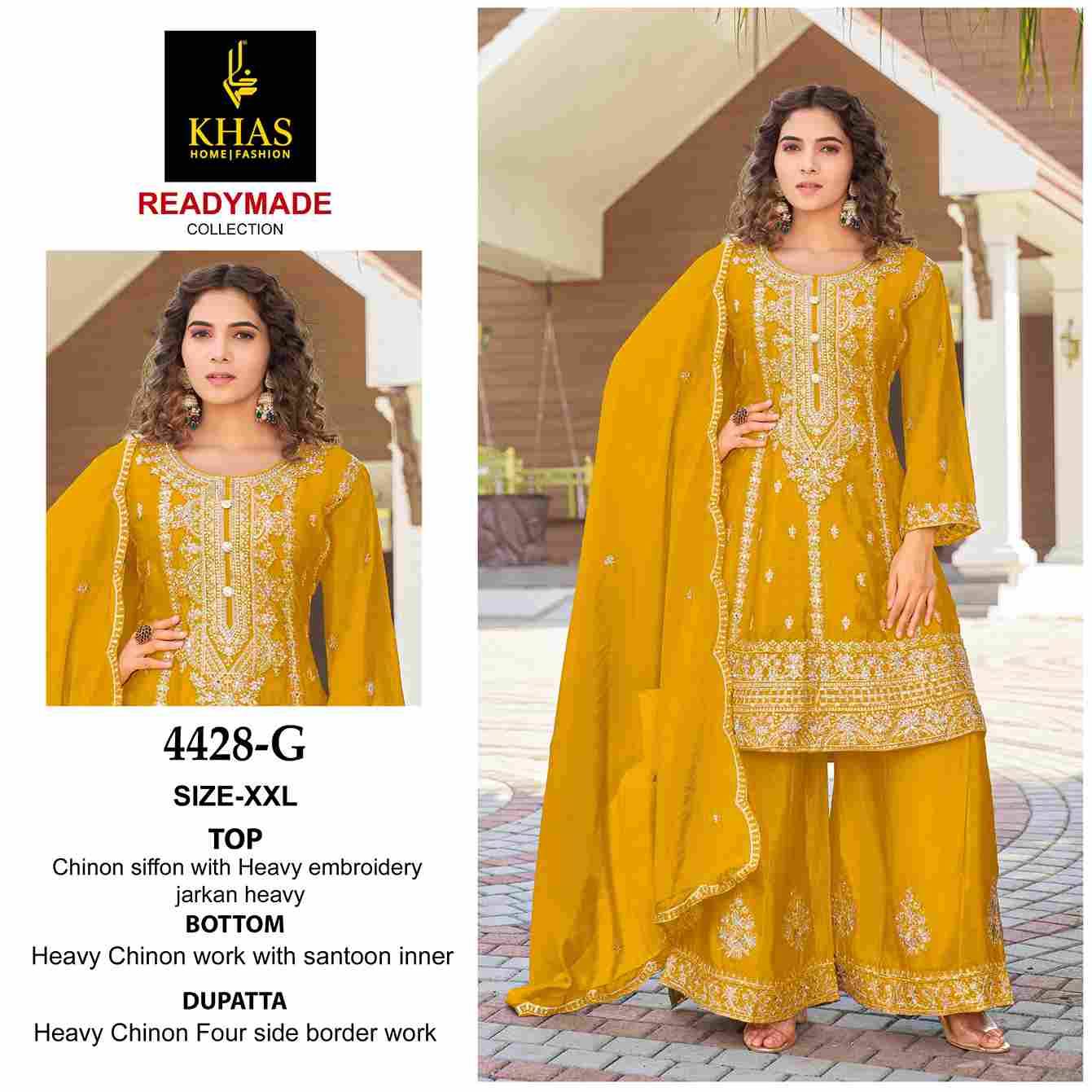 Khas 4428 Colours Vol-2 By Khas 4428-E To 4428-G Series Beautiful Pakistani Suits Colorful Stylish Fancy Casual Wear & Ethnic Wear Chinnon Chiffon Embroidered Dresses At Wholesale Price