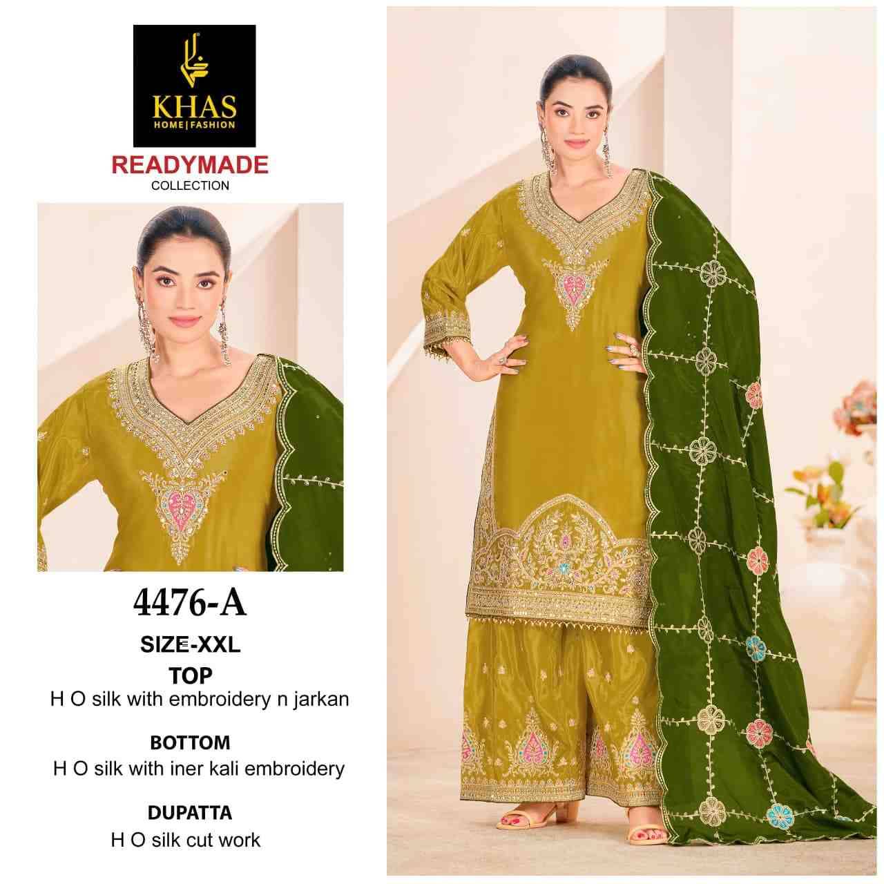 Khas 4476 Colours By Khas 4476-A To 4476-C Series Beautiful Pakistani Suits Colorful Stylish Fancy Casual Wear & Ethnic Wear Heavy Silk Dresses At Wholesale Price
