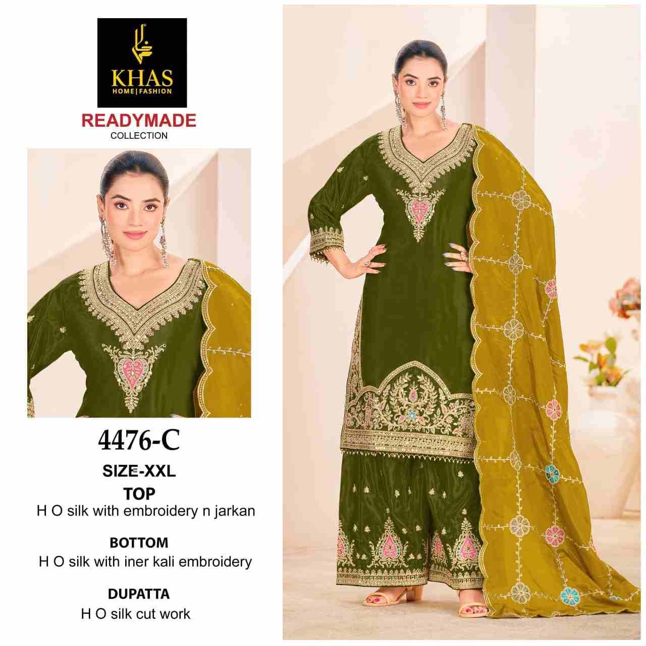 Khas 4476 Colours By Khas 4476-A To 4476-C Series Beautiful Pakistani Suits Colorful Stylish Fancy Casual Wear & Ethnic Wear Heavy Silk Dresses At Wholesale Price