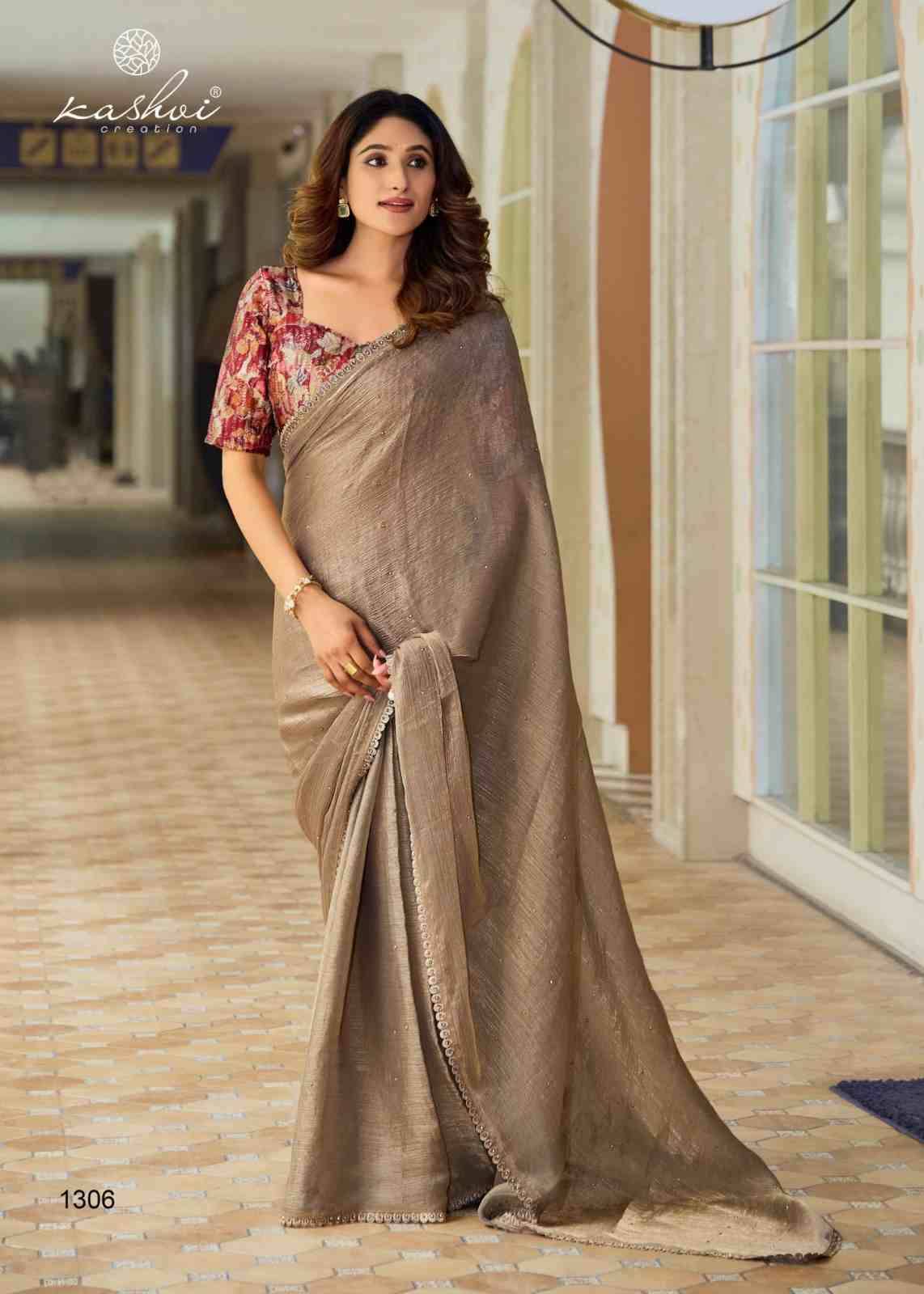 Neel Vol-13 By Kashvi Creation 1301 To 1306 Series Indian Traditional Wear Collection Beautiful Stylish Fancy Colorful Party Wear & Occasional Wear Dull Moss With Satin Zari Sarees At Wholesale Price