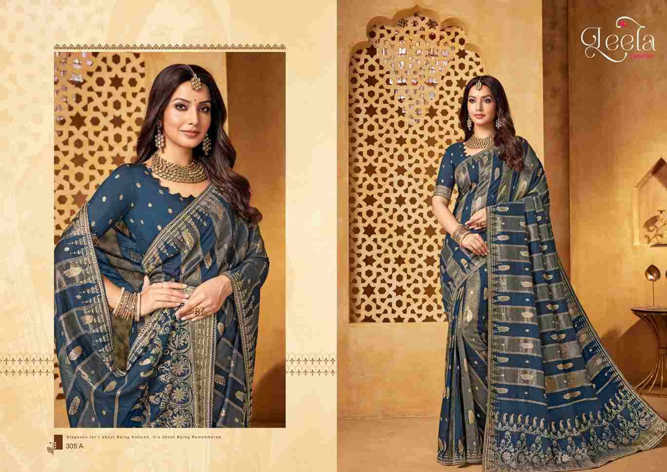 Bhavna By Leela Creation 305-A To 305-E Series Indian Traditional Wear Collection Beautiful Stylish Fancy Colorful Party Wear & Occasional Wear Viscose Sarees At Wholesale Price