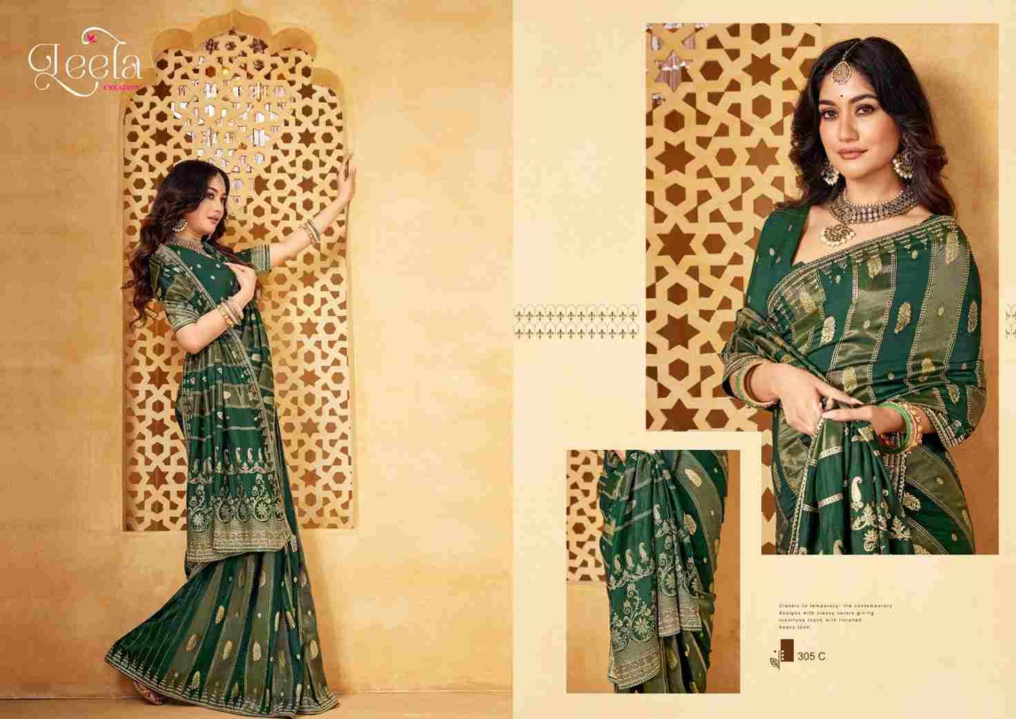 Bhavna By Leela Creation 305-A To 305-E Series Indian Traditional Wear Collection Beautiful Stylish Fancy Colorful Party Wear & Occasional Wear Viscose Sarees At Wholesale Price