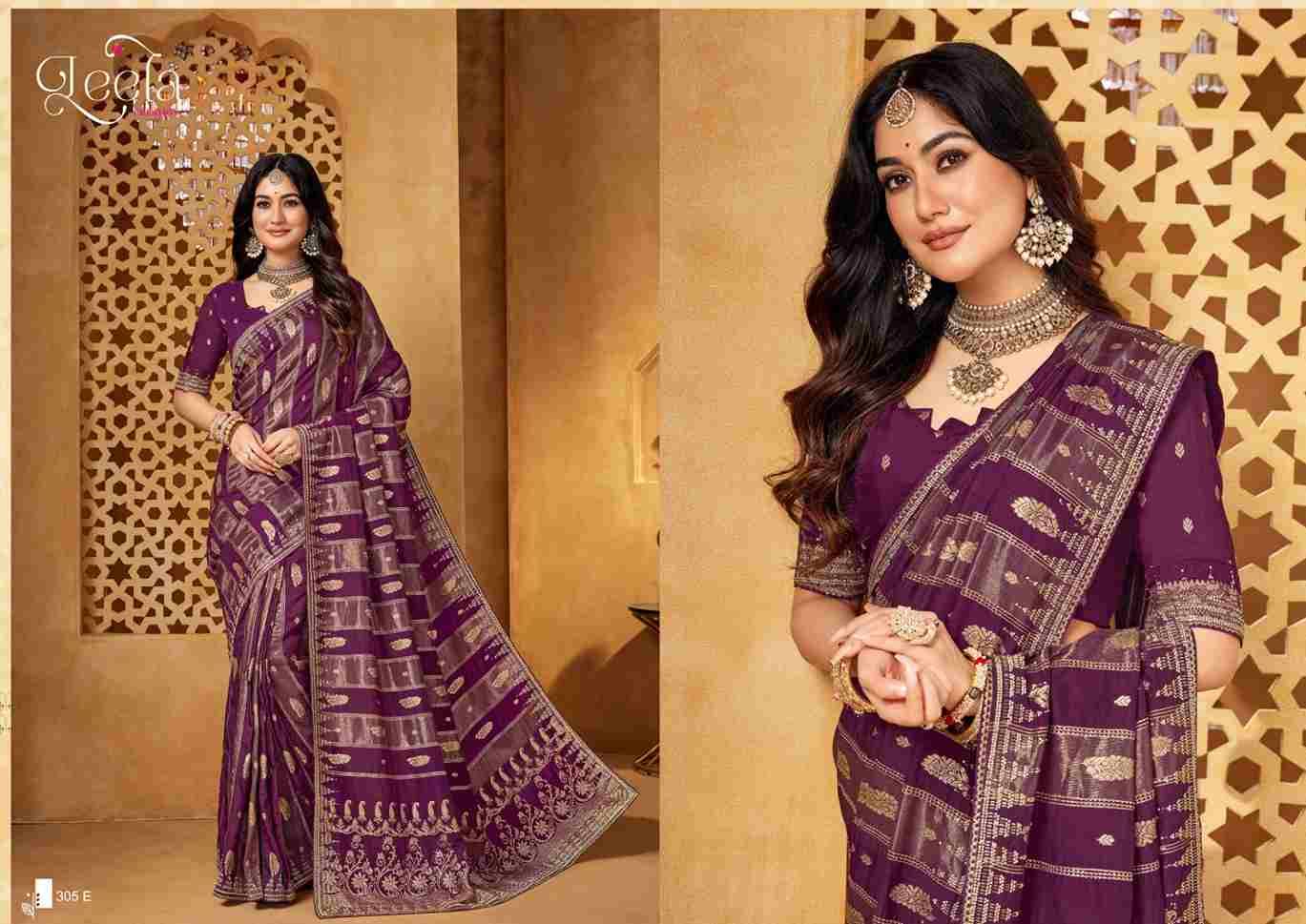 Bhavna By Leela Creation 305-A To 305-E Series Indian Traditional Wear Collection Beautiful Stylish Fancy Colorful Party Wear & Occasional Wear Viscose Sarees At Wholesale Price