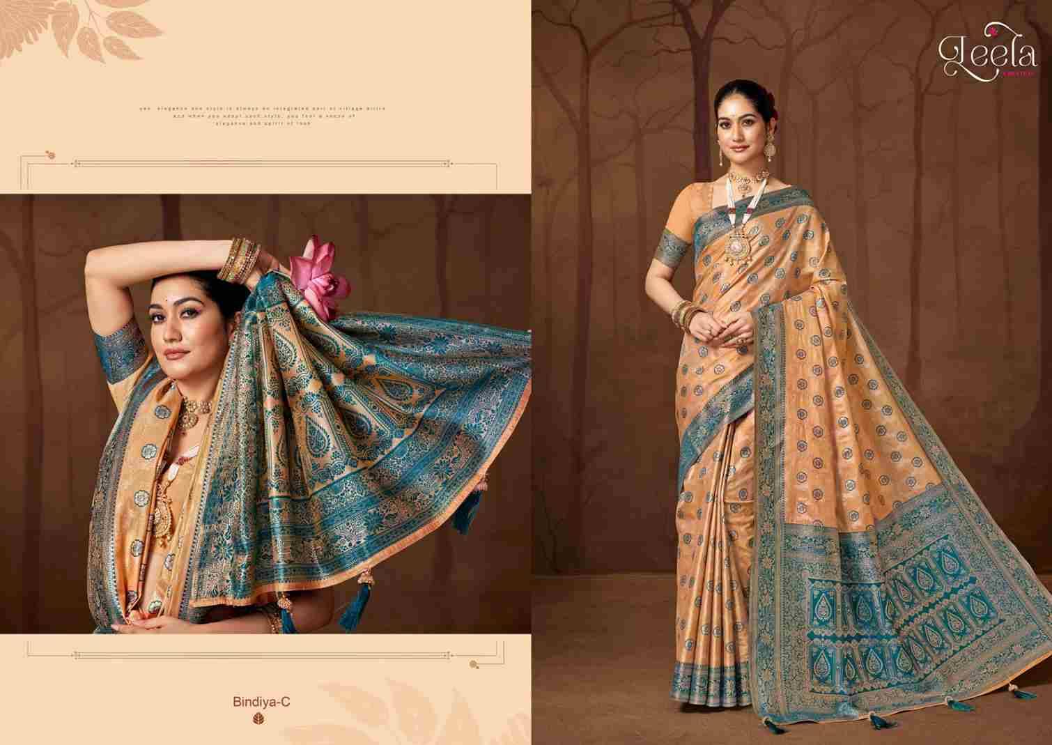 Bindiya By Leela Creation A To F Series Indian Traditional Wear Collection Beautiful Stylish Fancy Colorful Party Wear & Occasional Wear Fancy Sarees At Wholesale Price