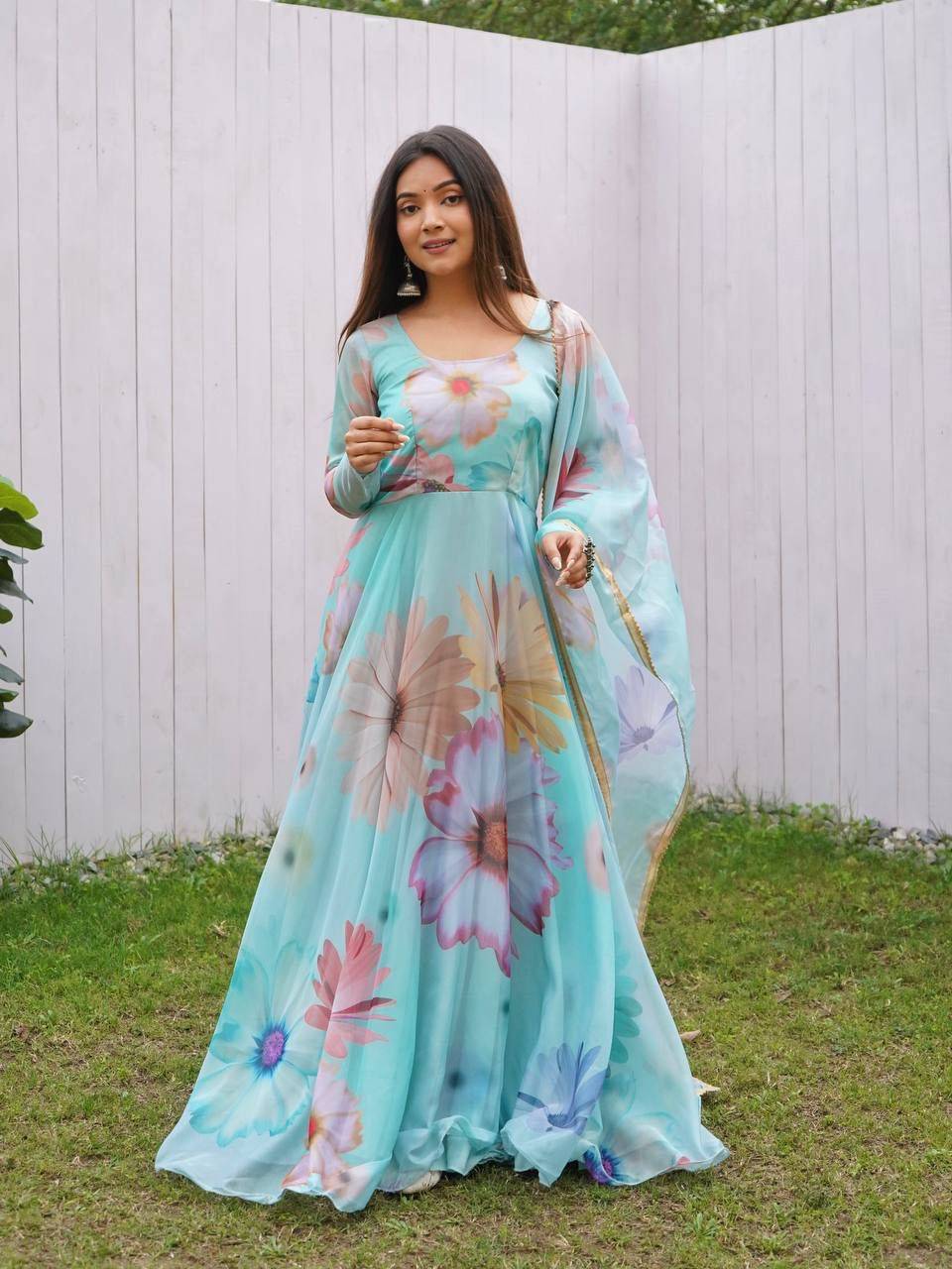 Mb-511 By Fashid Wholesale Designer Stylish Fancy Colorful Beautiful Party Wear & Ethnic Wear Collection Organza Taby Silk Gown At Wholesale Price