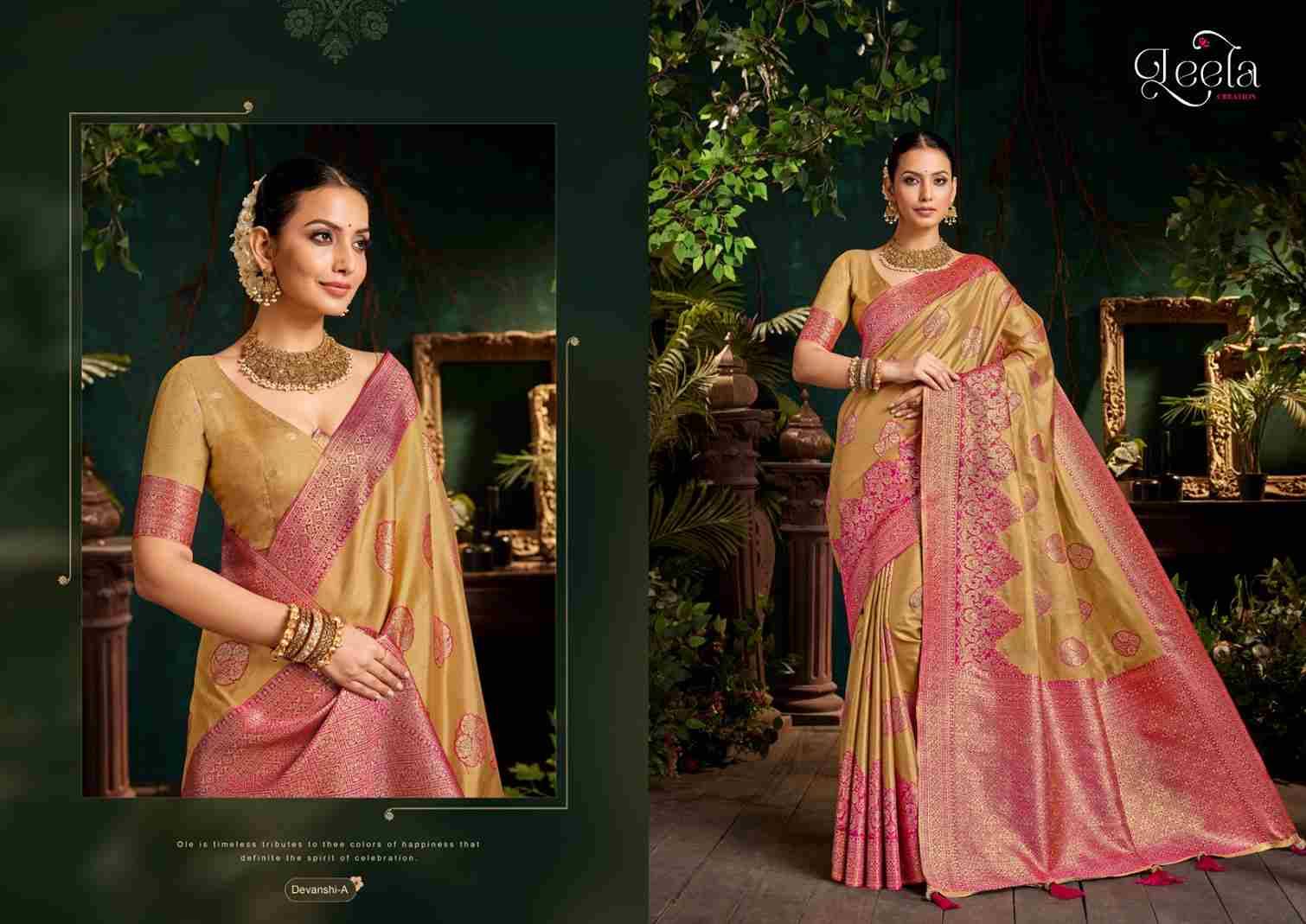 Devanshi By Leela Creation A To F Series Indian Traditional Wear Collection Beautiful Stylish Fancy Colorful Party Wear & Occasional Wear Fancy Sarees At Wholesale Price