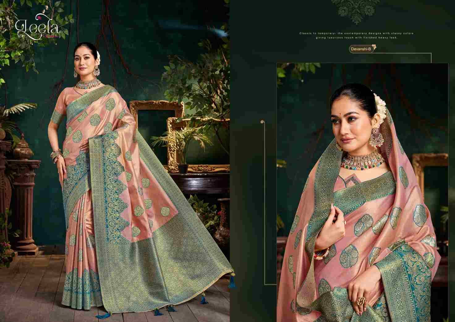 Devanshi By Leela Creation A To F Series Indian Traditional Wear Collection Beautiful Stylish Fancy Colorful Party Wear & Occasional Wear Fancy Sarees At Wholesale Price