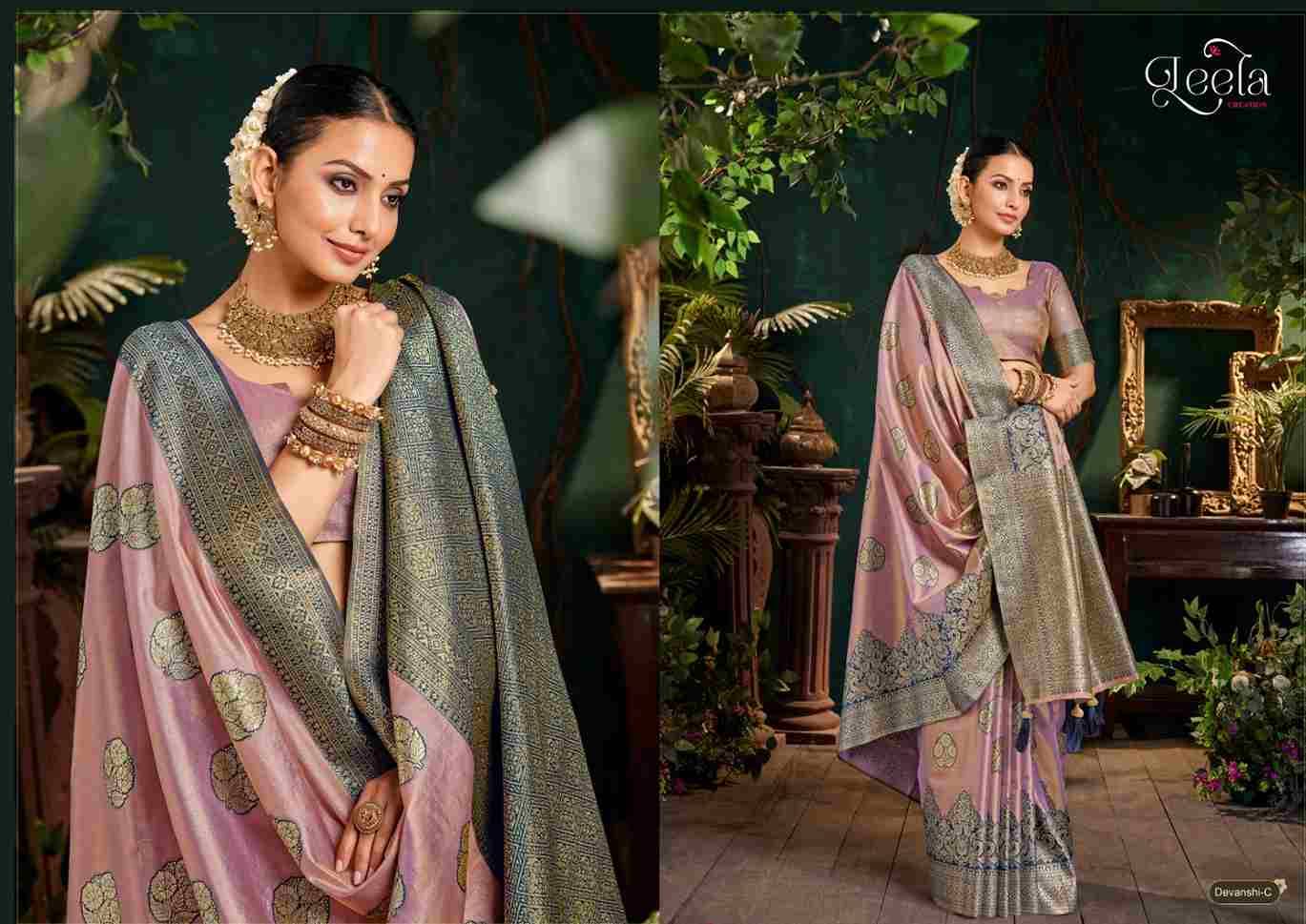 Devanshi By Leela Creation A To F Series Indian Traditional Wear Collection Beautiful Stylish Fancy Colorful Party Wear & Occasional Wear Fancy Sarees At Wholesale Price