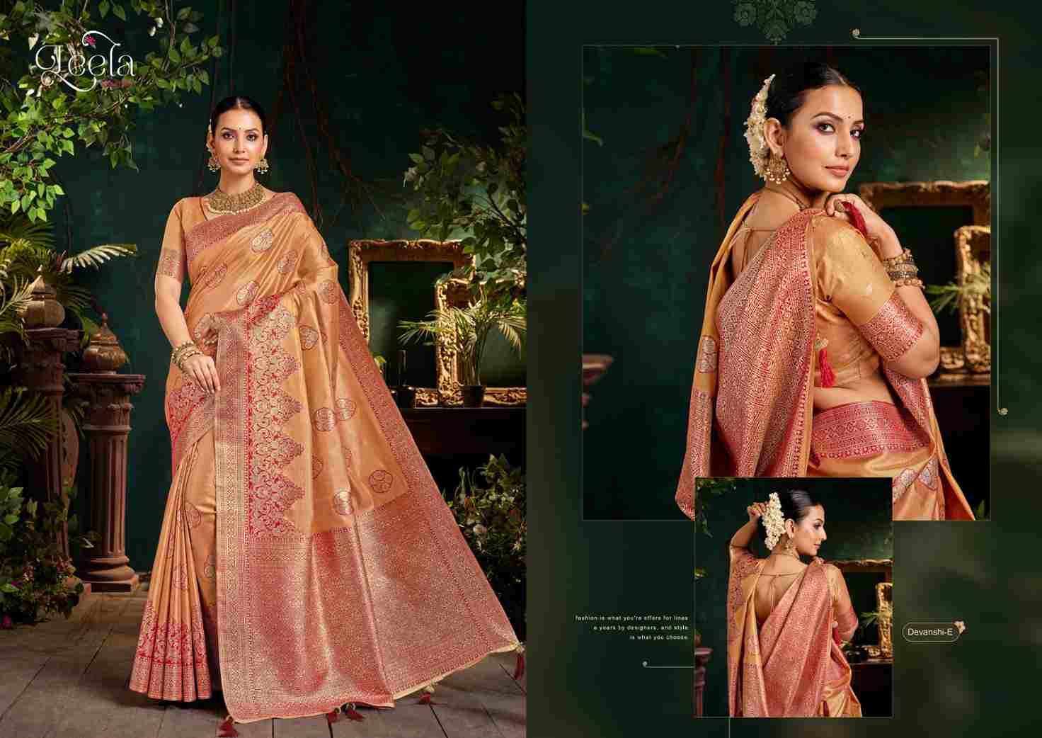 Devanshi By Leela Creation A To F Series Indian Traditional Wear Collection Beautiful Stylish Fancy Colorful Party Wear & Occasional Wear Fancy Sarees At Wholesale Price