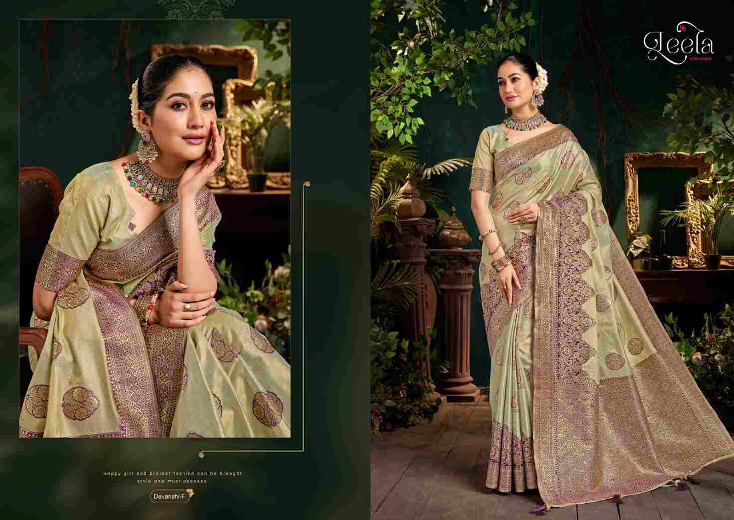 Devanshi By Leela Creation A To F Series Indian Traditional Wear Collection Beautiful Stylish Fancy Colorful Party Wear & Occasional Wear Fancy Sarees At Wholesale Price