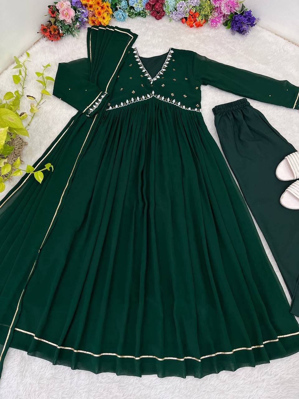 Mb-409 By Fashid Wholesale Designer Stylish Fancy Colorful Beautiful Party Wear & Ethnic Wear Collection Faux Georgette Gown At Wholesale Price