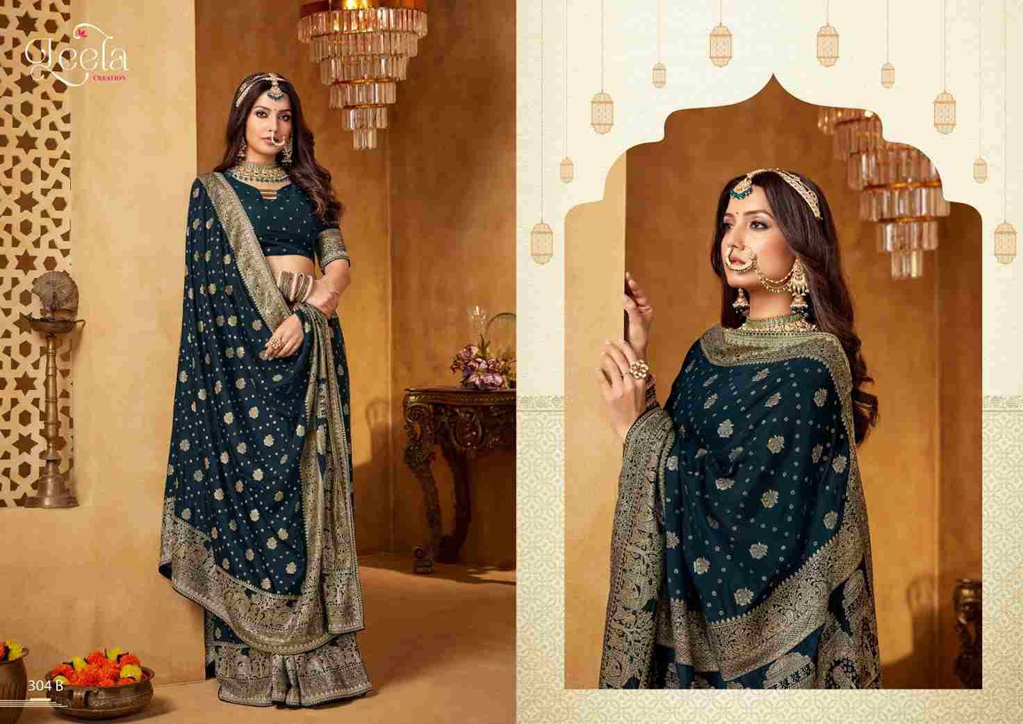 Saanjh By Leela Creation 304-A To 304-E Series Indian Traditional Wear Collection Beautiful Stylish Fancy Colorful Party Wear & Occasional Wear Viscose Sarees At Wholesale Price