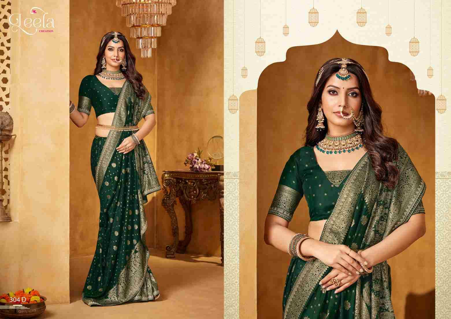 Saanjh By Leela Creation 304-A To 304-E Series Indian Traditional Wear Collection Beautiful Stylish Fancy Colorful Party Wear & Occasional Wear Viscose Sarees At Wholesale Price