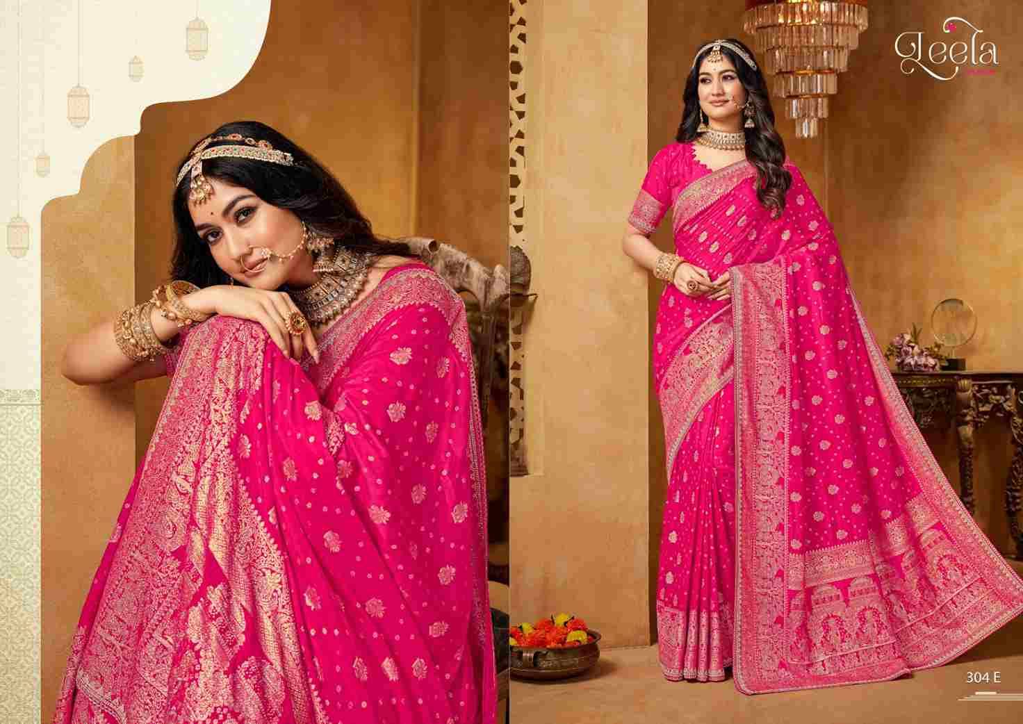 Saanjh By Leela Creation 304-A To 304-E Series Indian Traditional Wear Collection Beautiful Stylish Fancy Colorful Party Wear & Occasional Wear Viscose Sarees At Wholesale Price