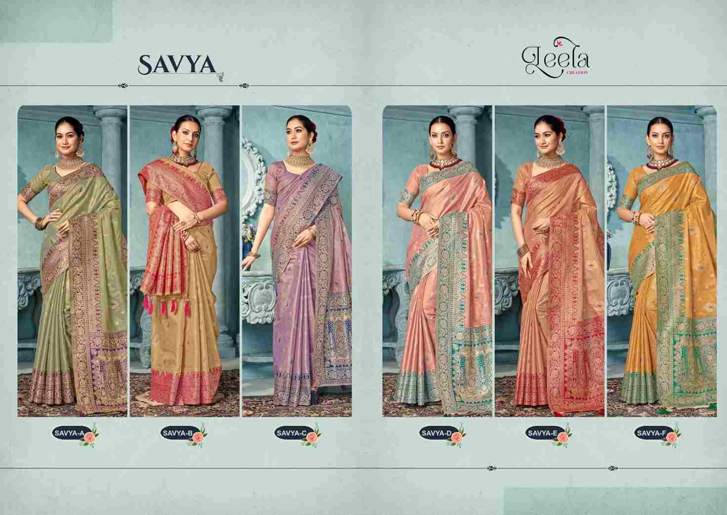 Savya By Leela Creation A To F Series Indian Traditional Wear Collection Beautiful Stylish Fancy Colorful Party Wear & Occasional Wear Fancy Sarees At Wholesale Price