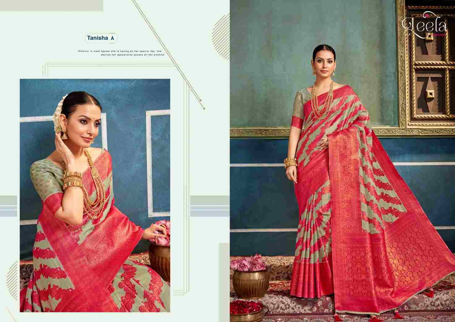 Tanisha By Leela Creation A To F Series Indian Traditional Wear Collection Beautiful Stylish Fancy Colorful Party Wear & Occasional Wear Fancy Sarees At Wholesale Price