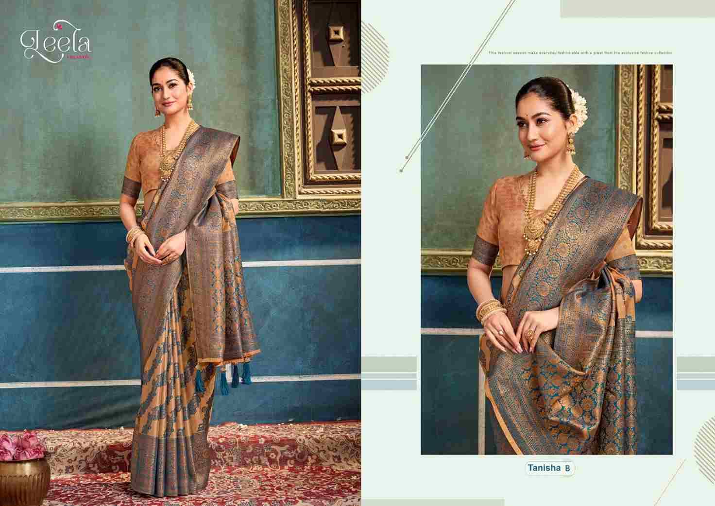 Tanisha By Leela Creation A To F Series Indian Traditional Wear Collection Beautiful Stylish Fancy Colorful Party Wear & Occasional Wear Fancy Sarees At Wholesale Price