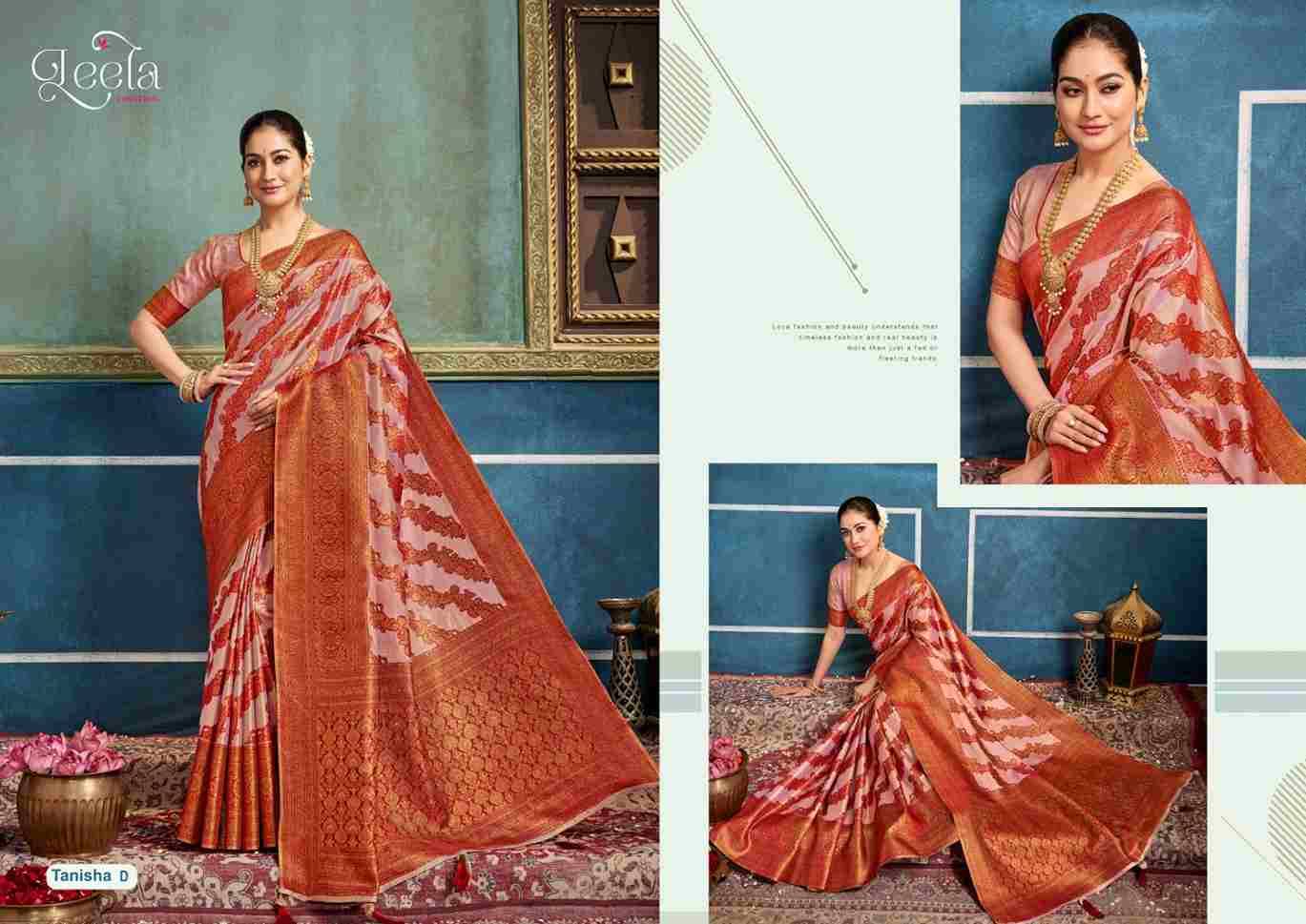 Tanisha By Leela Creation A To F Series Indian Traditional Wear Collection Beautiful Stylish Fancy Colorful Party Wear & Occasional Wear Fancy Sarees At Wholesale Price