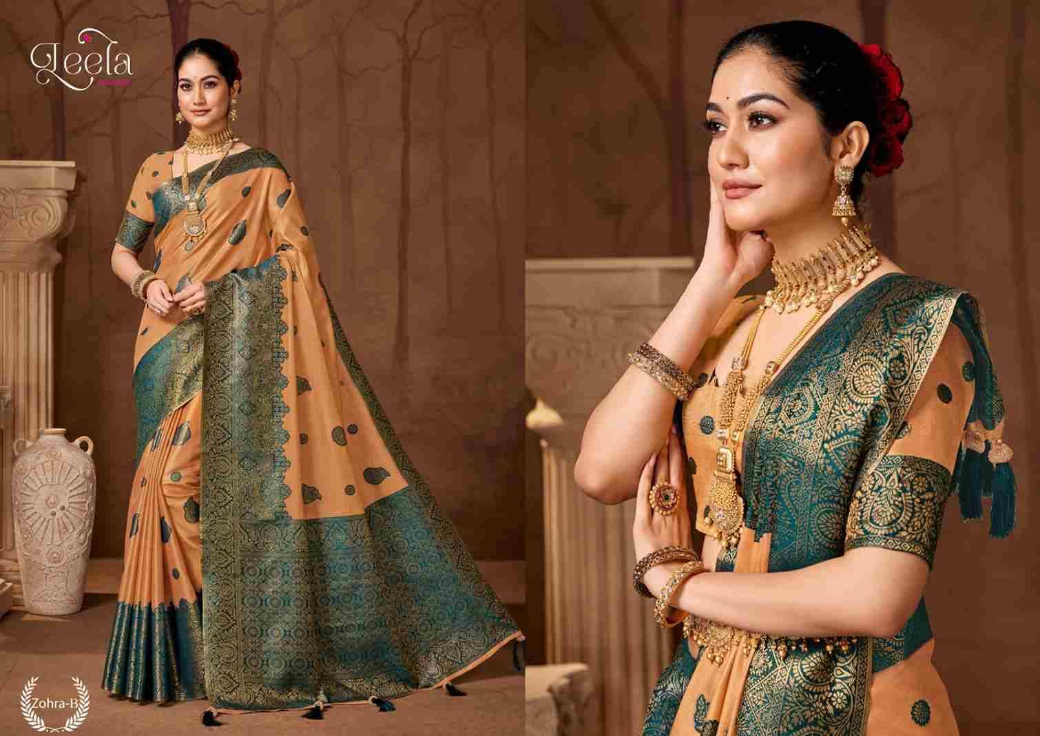 Zohra By Leela Creation A To F Series Indian Traditional Wear Collection Beautiful Stylish Fancy Colorful Party Wear & Occasional Wear Fancy Sarees At Wholesale Price
