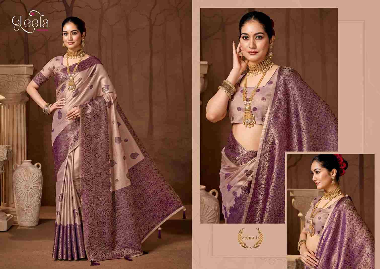 Zohra By Leela Creation A To F Series Indian Traditional Wear Collection Beautiful Stylish Fancy Colorful Party Wear & Occasional Wear Fancy Sarees At Wholesale Price
