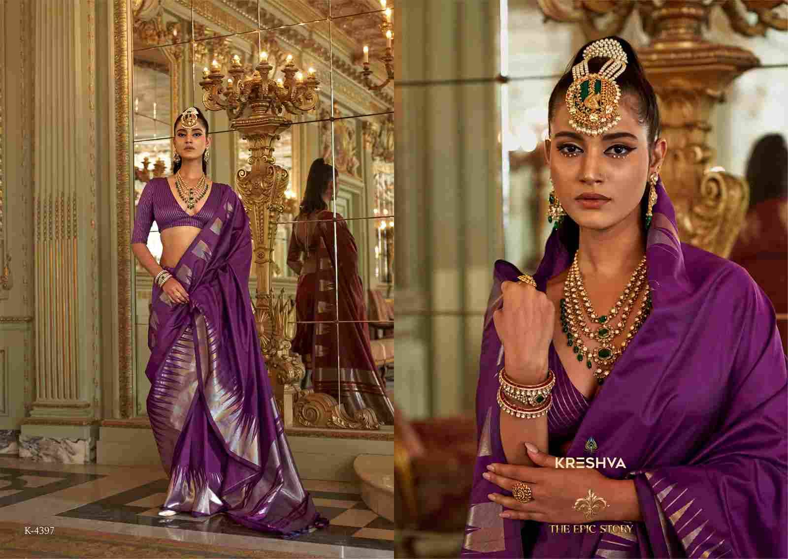 Antariksh By Kreshva 4393 To 4398 Series Indian Traditional Wear Collection Beautiful Stylish Fancy Colorful Party Wear & Occasional Wear Silk Sarees At Wholesale Price