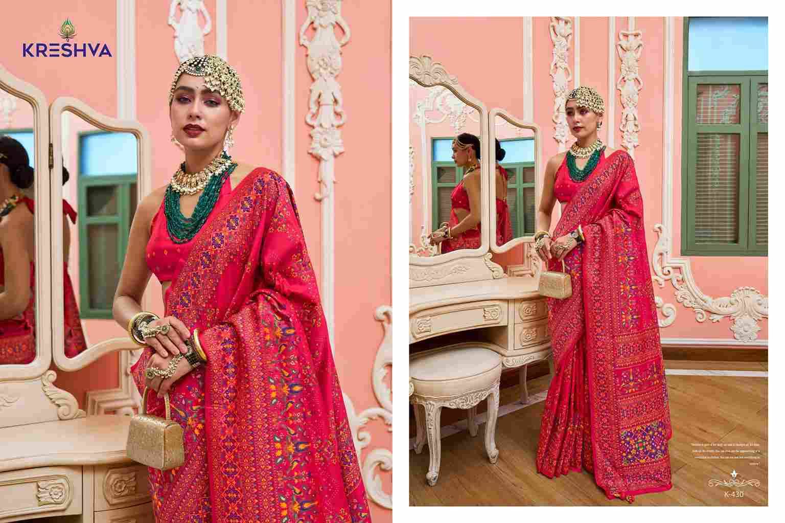 Kashmir Vol-4 By Kreshva 429 To 436 Series Indian Traditional Wear Collection Beautiful Stylish Fancy Colorful Party Wear & Occasional Wear Banarasi Silk Sarees At Wholesale Price