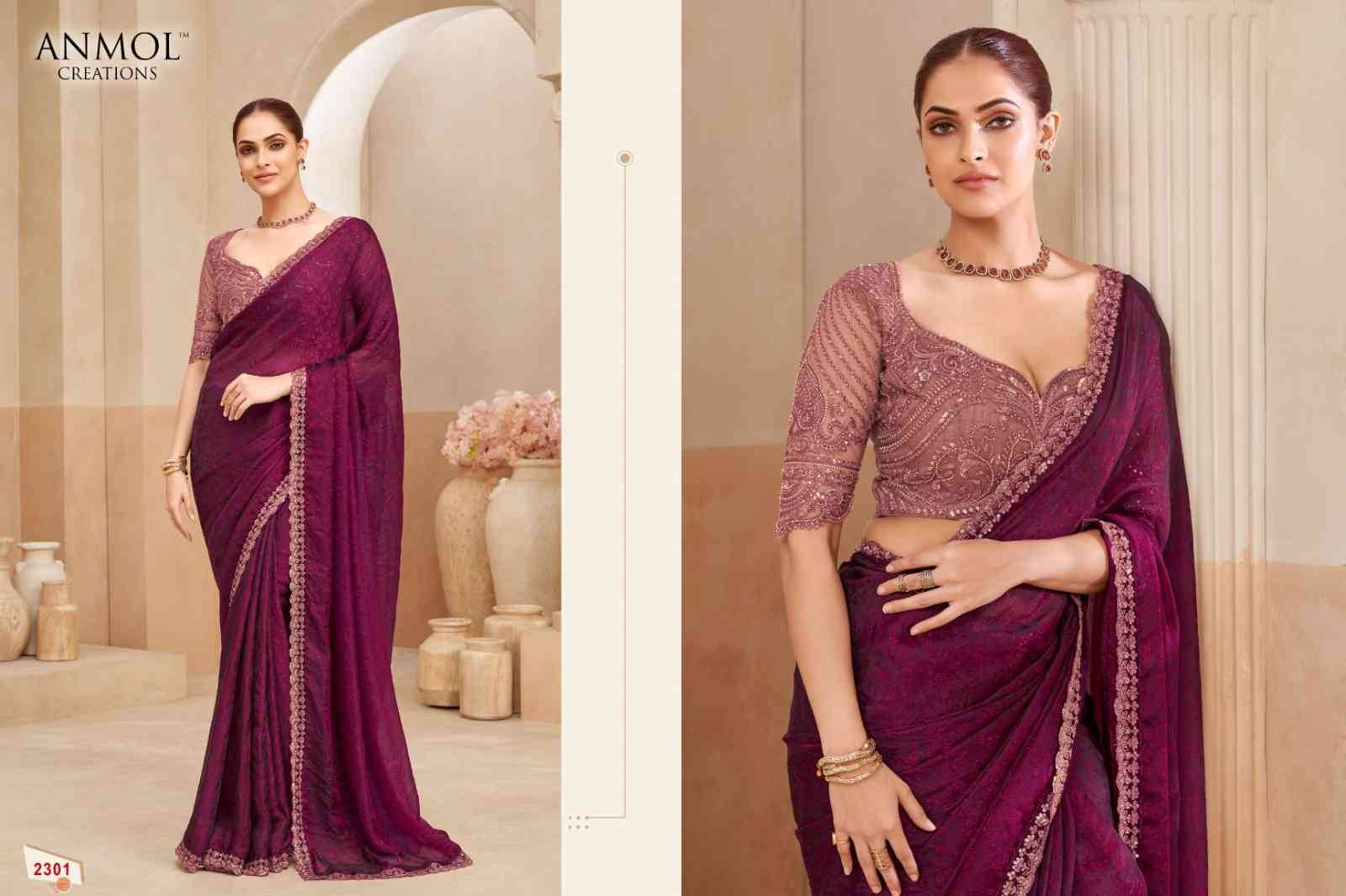 Kaina Vol-4 By Anmol Creation 2301 To 2315 Series Indian Traditional Wear Collection Beautiful Stylish Fancy Colorful Party Wear & Occasional Wear Organza/Fendy Sarees At Wholesale Price