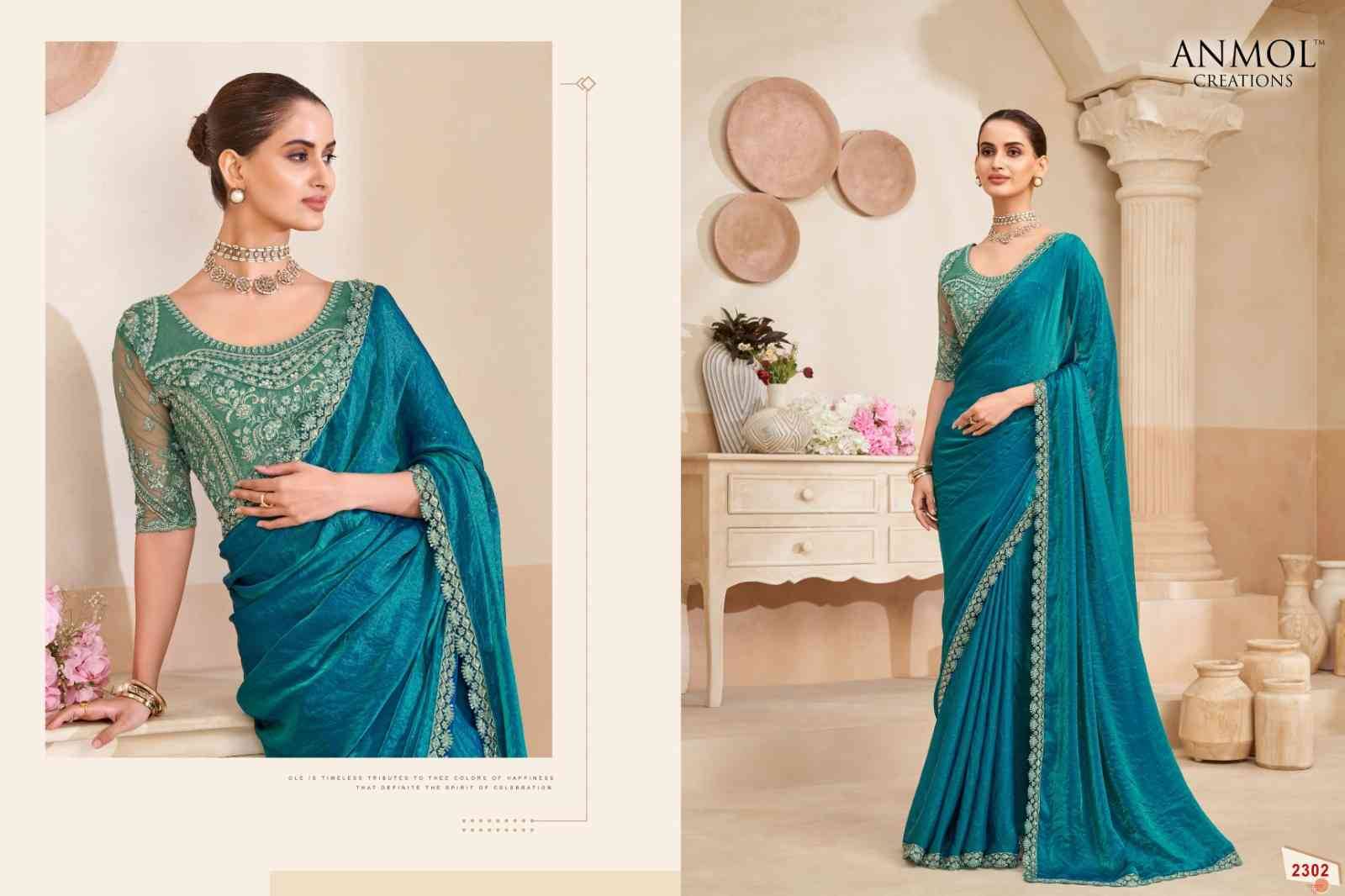 Kaina Vol-4 By Anmol Creation 2301 To 2315 Series Indian Traditional Wear Collection Beautiful Stylish Fancy Colorful Party Wear & Occasional Wear Organza/Fendy Sarees At Wholesale Price