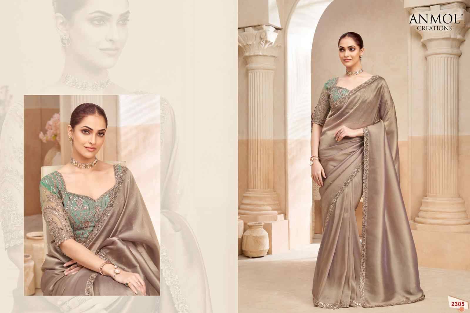 Kaina Vol-4 By Anmol Creation 2301 To 2315 Series Indian Traditional Wear Collection Beautiful Stylish Fancy Colorful Party Wear & Occasional Wear Organza/Fendy Sarees At Wholesale Price