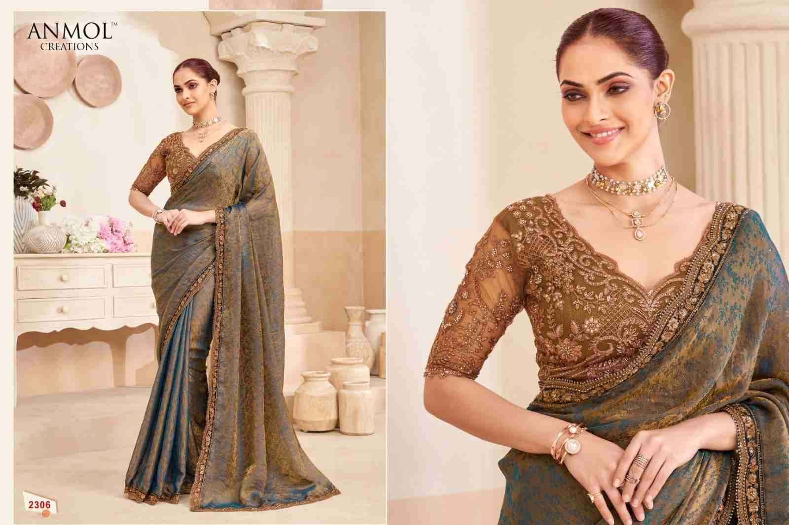 Kaina Vol-4 By Anmol Creation 2301 To 2315 Series Indian Traditional Wear Collection Beautiful Stylish Fancy Colorful Party Wear & Occasional Wear Organza/Fendy Sarees At Wholesale Price