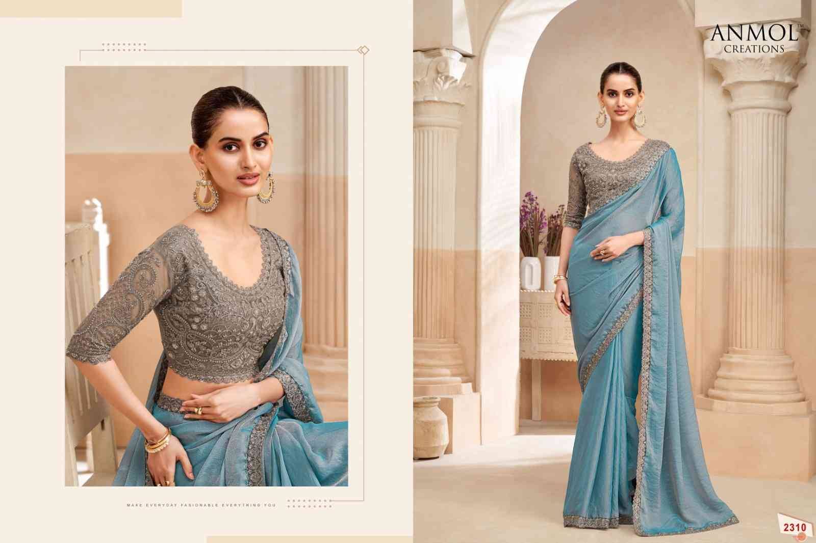 Kaina Vol-4 By Anmol Creation 2301 To 2315 Series Indian Traditional Wear Collection Beautiful Stylish Fancy Colorful Party Wear & Occasional Wear Organza/Fendy Sarees At Wholesale Price