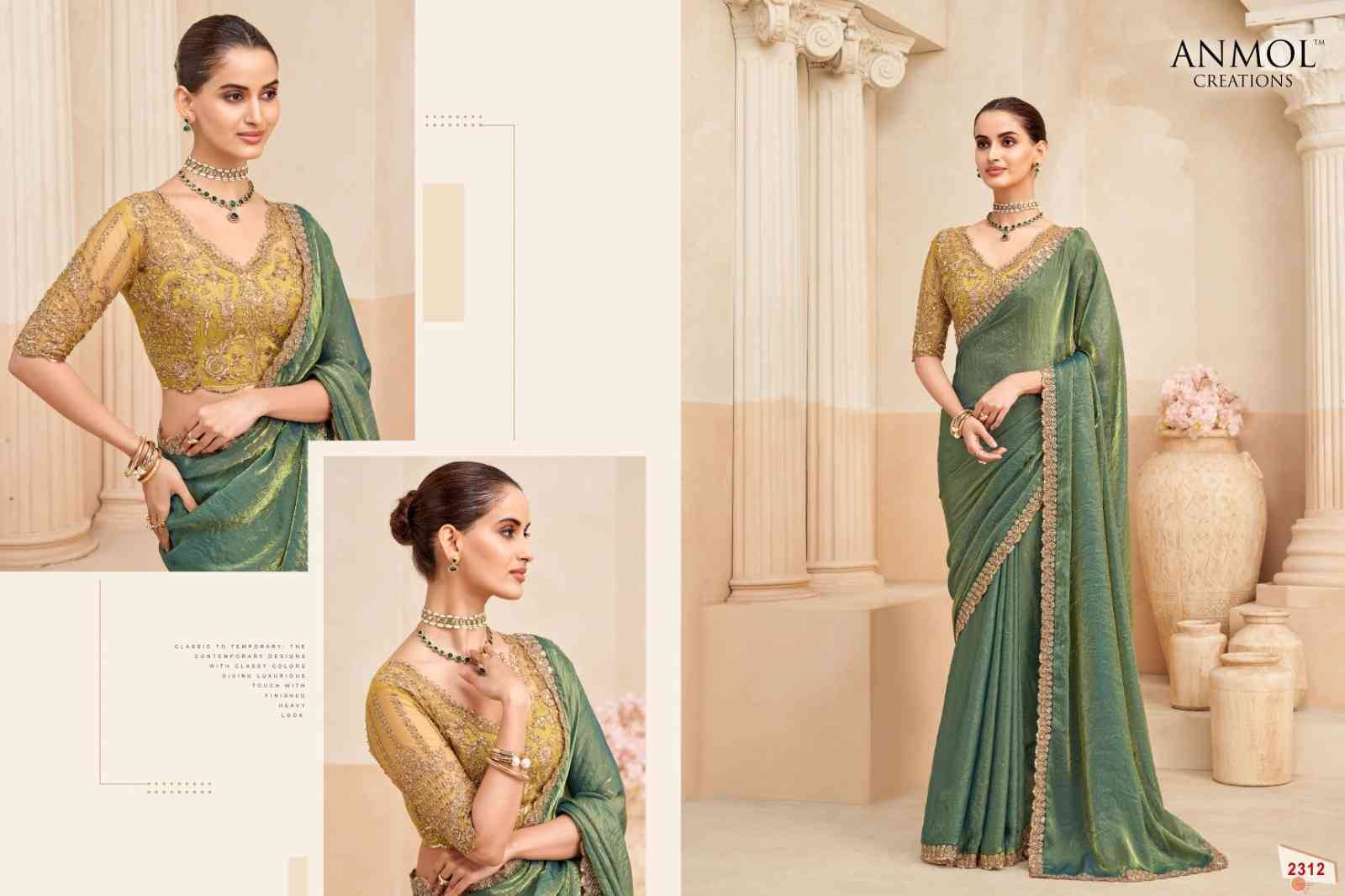 Kaina Vol-4 By Anmol Creation 2301 To 2315 Series Indian Traditional Wear Collection Beautiful Stylish Fancy Colorful Party Wear & Occasional Wear Organza/Fendy Sarees At Wholesale Price