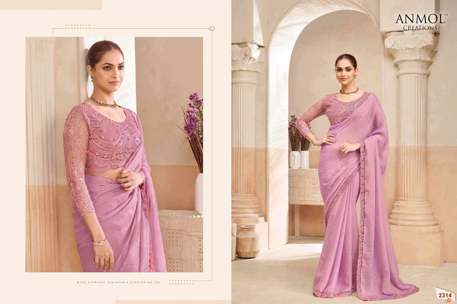 Kaina Vol-4 By Anmol Creation 2301 To 2315 Series Indian Traditional Wear Collection Beautiful Stylish Fancy Colorful Party Wear & Occasional Wear Organza/Fendy Sarees At Wholesale Price