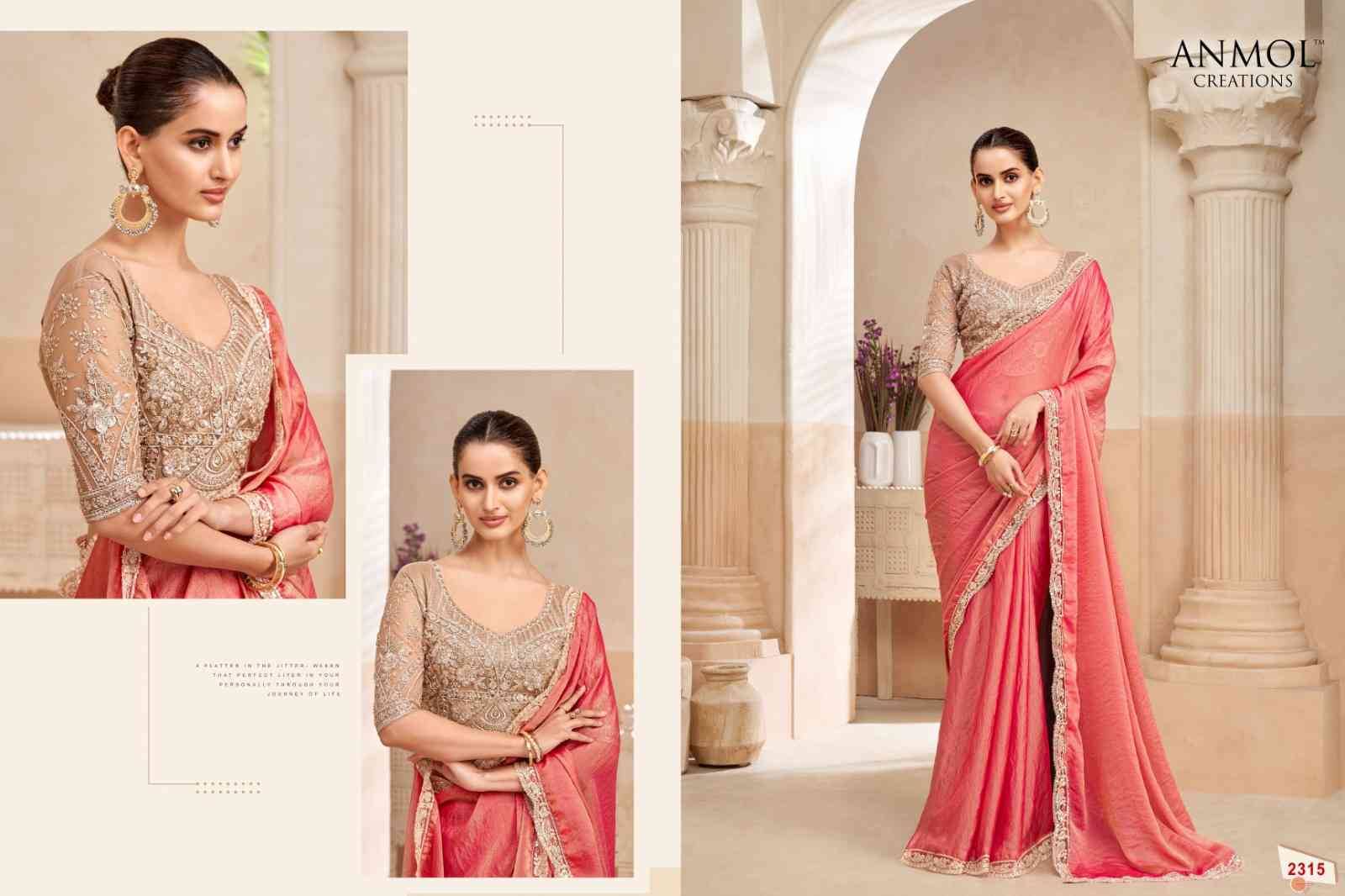 Kaina Vol-4 By Anmol Creation 2301 To 2315 Series Indian Traditional Wear Collection Beautiful Stylish Fancy Colorful Party Wear & Occasional Wear Organza/Fendy Sarees At Wholesale Price